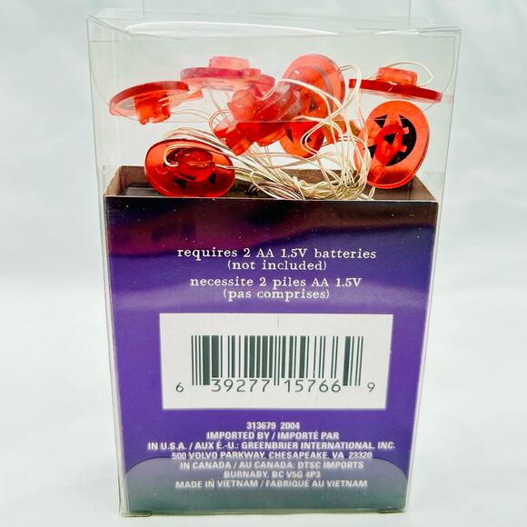 Halloween Led 10 Light Strings Lot of 4 - Lg & Sm Pumpkins Skulls Orange Lights - Picture 12 of 15